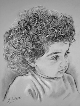 Ritratto di bambina a carboncino