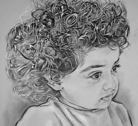 Ritratto di bambina - Disegno a carboncino