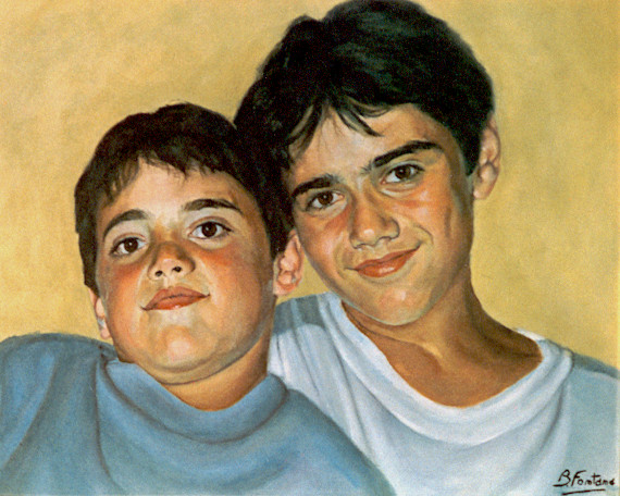 Ritratto di bambini ad olio