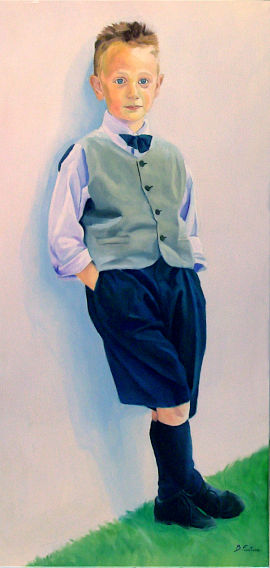 Ritratto bambino figura intera ad olio