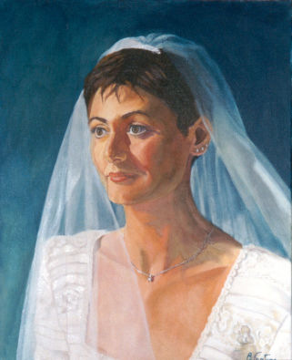 Ritratto sposa, dipinto a olio
